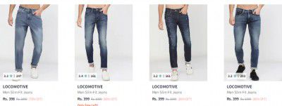 UP TO 82% OFF | Locomotive Mens Jeans Starts ₹395