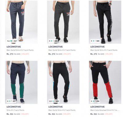 Upto 82% Off Locomotive Men's Track Pants | Start ₹206