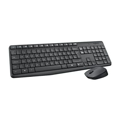 Logitech MK235 Wireless Keyboard and Mouse Set, 15 FN Keys, Long Battery Life - Black