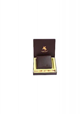 LONDON ALLEY Rakhi Gift Hamper for Brother – Onex Brown Leather Wallet and Rakhi Combo Gift Set for Brother
