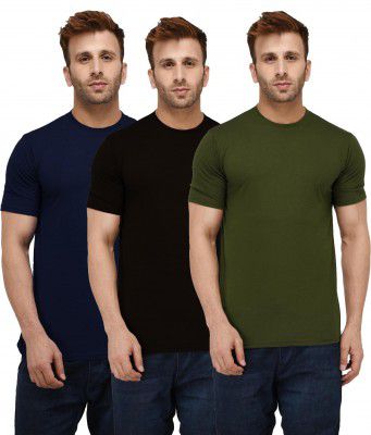 London Hills Men Round Neck Tshirt |Cotton Blend Half Sleeve Regular Fit T-Shirts (Pack Of 3)