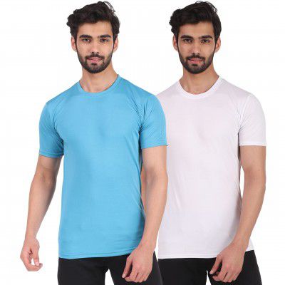 London Hills Men Solid Round Neck Sports Regular Fit T-Shirt Pack Of 2