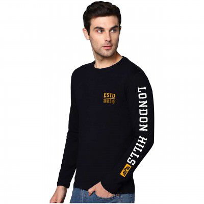 London Hills Printed Men's Round Neck Black T-Shirt