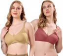 London Hills Regular Bra for Women Everyday Non Padded Wire Free Full Coverage Cotton Blend (Pack of 2)...