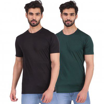 London Hills Solid Men Round Neck Sports T-Shirt Pack of 2
