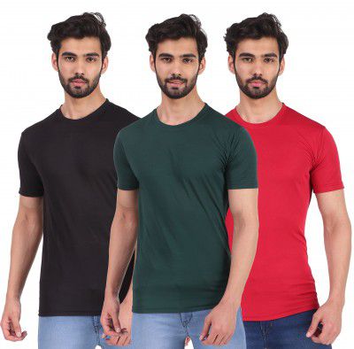 London Hills Solid Men Round Neck Multicolor T-Shirt (Pack of 3)