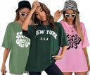 London Hills Women Printed Round Neck Oversized T-Shirt | Loose Fit Drop Shoulder T-Shirt Pack of 3...
