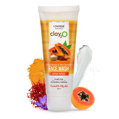 LONGENE Ubtan Papaya Face Wash for a Clear Glowing Skin | For Normal to Oily Skin | Vegan, 100mL