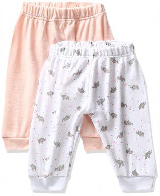 Longies Unisex-Baby Carrot Leggings (LPMILPO2V001_White & Peach2001_Free Size), 18 Months-24 Months