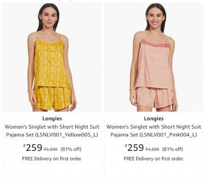 Longies Women's Pajama Set upto 80% off