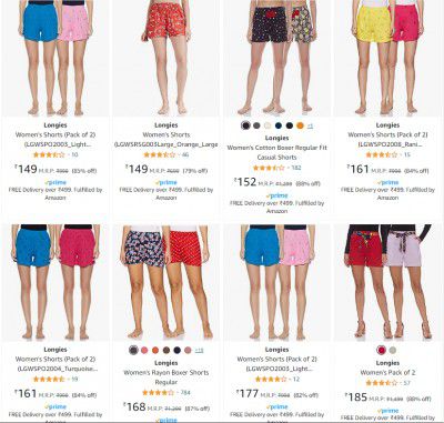 Longies Women's Shorts Up To 85% Off | Starts ₹199