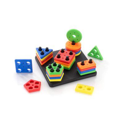 LONGMIRE Plastic Baby and Toddler Baby First's Block Shape Sorter Colors ABCD Shape Toys (4N-RETC-SSHP)