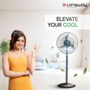 LONGWAY Bolt Black Pedestal Fan, P1 400 mm, Ultra High Speed, 3 Blade...