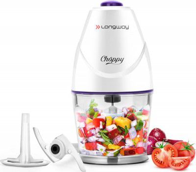 Longway Choppy 400 Watts Electric Vegetable Chopper with Stainless Steel Blades (800 ml, Purple)