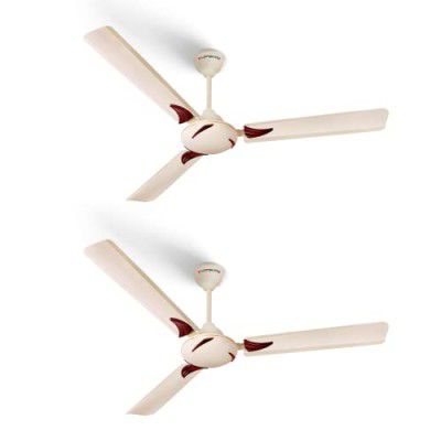 LONGWAY Creta 1200mm/48 inch High Speed Anti-dust Decorative Fan 400 RPM with 2 Year Warranty (Ivory, Pack of 2)