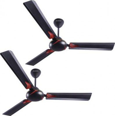 Longway Creta P2 1200 mm Ultra High Speed 3 Blade Ceiling Fan (Smoked Brown, Pack of 2)