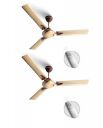 LONGWAY Creta P2 1200 mm/48 inch Remote Controlled 3 Blade Anti-Dust Decorative Star Rated Ceiling Fan (Golden, Pack of 2)...