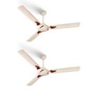 LONGWAY Creta P2 1200 mm/48 inch Ultra High Speed 3 Blade Anti-Dust Decorative Star Rated Ceiling Fan 2 Year Warranty (Ivory, Pack of 2)...
