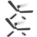 LONGWAY Luminair 1200 mm BLDC Ceiling Fan with Remote Control | BEE 5 Star Rated Energy Efficient (Smoked Brown, Pack of 2)...