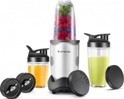 Longway Nutri Power 600 W Mixer Grinder & Nutri Blender | 22000 RPM | 3 Years Warranty (3 Jars, Silver)