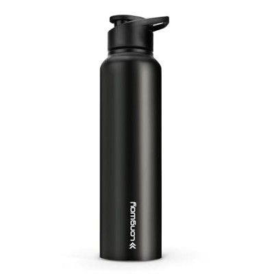 Longway Rush 1 Ltr Stainless Steel Water Bottle (1000 ml, Black)