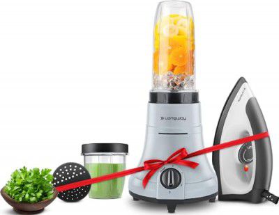 Longway Sage 500 Watt Juicer Mixer Grinder with 2 Jars Grinding, 1100 Watt Dry Iron| 1 Year Warranty | (Gray & Black, 2 Jars, Combo Offer)