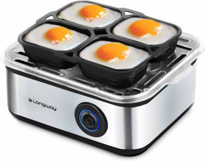 Longway Stainless Steel Egg Boiler for Steaming Cooking & Boiling EB04 Egg Cooker  (Silver, 8 Eggs)