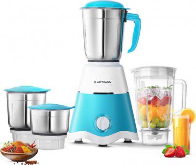 Longway Super Dlx 750 W Juicer Mixer Grinder (4 Jars, White & Blue)