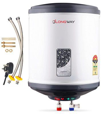 Longway Superb with Free Installation Kit Automatic Instant Water Heater with Multiple Safety System & Anti-Rust Coating 5 Star Rated (Gray, 10 Ltr, Pack of 1)