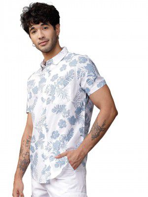 LookMark Men's Cotton Blend Stitched Solid Half Sleeve Slim Fit Shirt