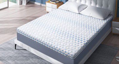 Loom & Needles 2 Layered 3 Inch Gel Memory Foam Mattress Topper | Multi Zoned 500 GSM Soft Queen Size Quilted Padding