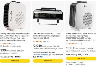 UPTO 72% OFF ON ROOM HEATER