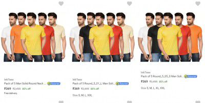 Loot Deal | Pack of 5 Men's T-Shirt @ ₹369
