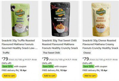 Loot : Flavoured Makhana, 30g @39 + 50% COUPON