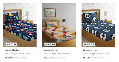 Myntra : Home Sizzler Single Bedsheet with 1 Pillow Covers Upto 75% Off