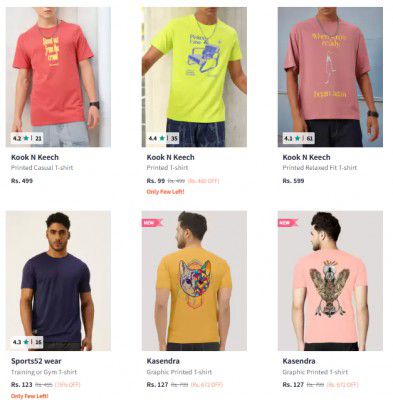 Loot : Men's T-shirts Start from  Rs 99