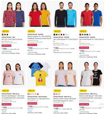 Loot : T-Shirt (Pack Of 2) Starts At Rs 199