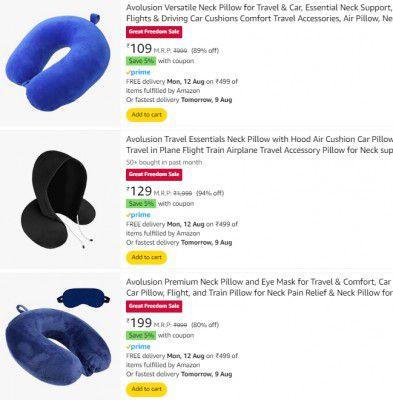 Loot : Travel Pillow @99