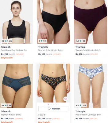 TRIUMPH WOMEN'S INNERWEARS @ UPTO 78% OFF