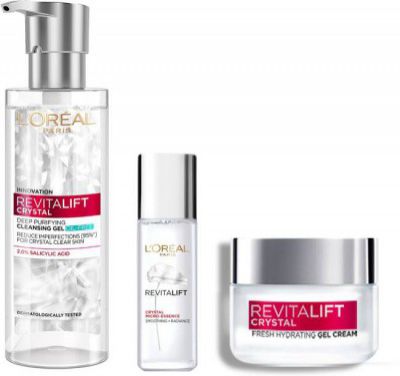LOréal Paris Revitalift Crystal 3 Step Crystal Clear Regime (Cleanse + treat + protect)157 ml (3 Items in the set)