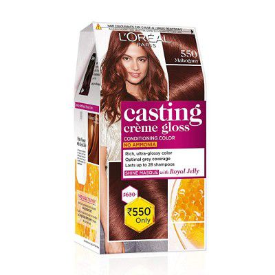 LOreal Paris Casting Creme Gloss Hair Color, Mahogany 550, 87.5g+72ml