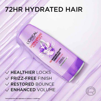 L'Oreal Paris Hyaluron Moisture 72HR Moisture Sealing Conditioner powered by Hyaluronic Acid, for Frizz-free, Hydrated and Bouncy Hair Full of Life | 386 ml