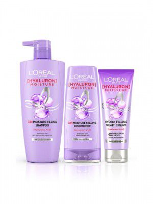 LOreal Paris Hyaluron Moisture Combo - Shampoo+Conditioner+Hair Cream-650ml+180ml+180ml