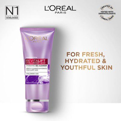 L'Oreal Paris Revitalift Gel Cleanser, Gentle Cleansing and Hydration, With Hyaluronic Acid, 50ml