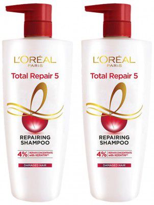 L'Oreal Paris Shampoo, For Damaged and Weak Hair, With Pro-Keratin + Ceramide, Total Repair 5, 1ltr (Pack of 2)
