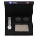 LORENZ Gift Box Combo Set of Men's Grey Dial Watch, Grey Wallet & Black Sunglasses...