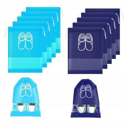 LOTA Travel Shoe Bags, Portable Travel Shoe Tote Bags - Packing Organizers for Men and Women- Aqua Blue (6 Pcs) + Navy Blue (6 Pcs) - 12 Piece Pack(multicolor)