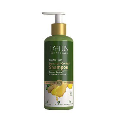 Lotus Botanicals Dandruff-Control Shampoo Ginger Root Tea Tree Oil For All Hair Types 300ml