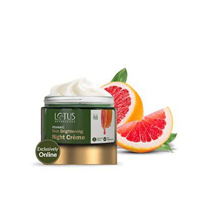 Lotus Botanicals Vitamin C Skin Brightening Night Creme | 100x Vitamin C | Brightens, Replenishes, Repairs and Rejuvenates Skin Overnight | No Parabens,  No Preservatives, No Toxic Chemicals | 50g