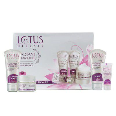 Lotus Herbals Radiant Diamond Cellular Radiance 5 In 1 Facial Kit | For All Skin Types | 170g
